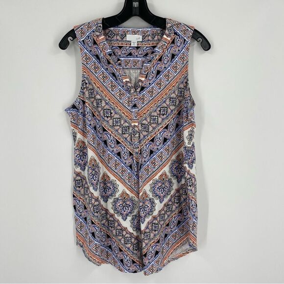 J.Jill Women’s V Neck Paisley Print Sleeveless Blouse size Petite M - Picture 1 of 3